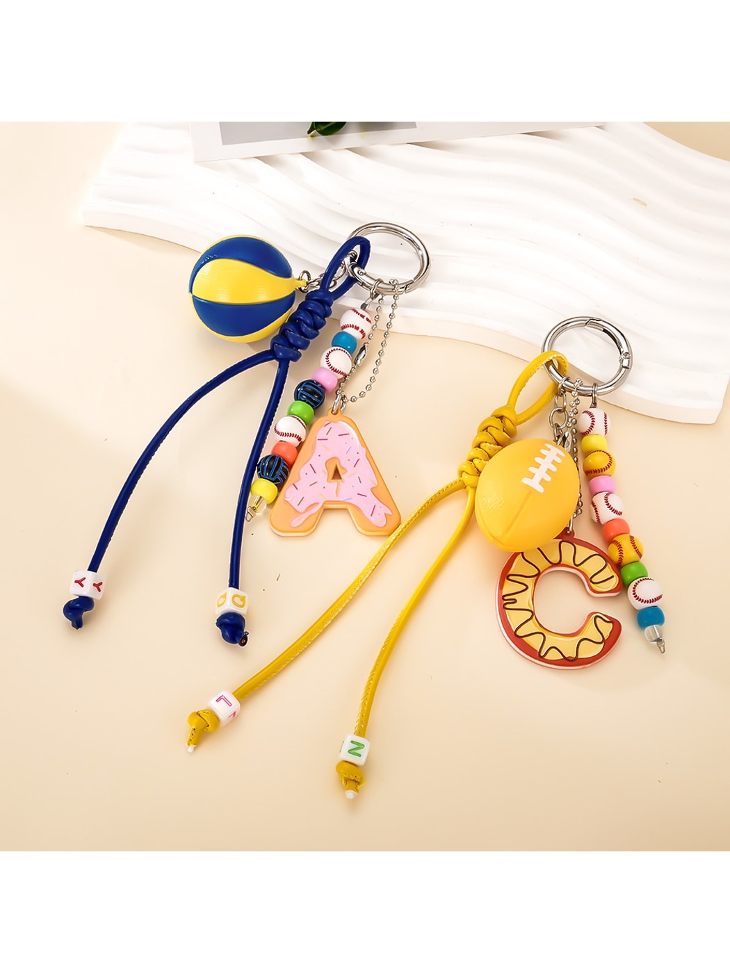 Keypus - Acrylic Sports Ball Letter Bag Charm Keychain