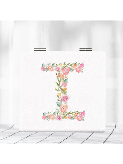 Mirroray - Elegant Floral Letter Print Compact Mirror
