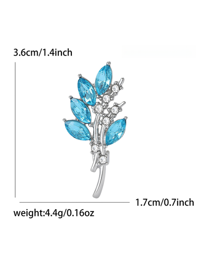 Brovia - Rhinestone Olive Branch Floral Alloy Brooch