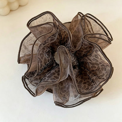 Gifty - Ruffled Leopard Print Polyester Scrunchie