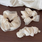 Gifty - Heart Polka Dot Sheer Textured Fabric Scrunchie