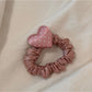 Beau - Polka Dot Heart Satin Finish Fabric Scrunchie