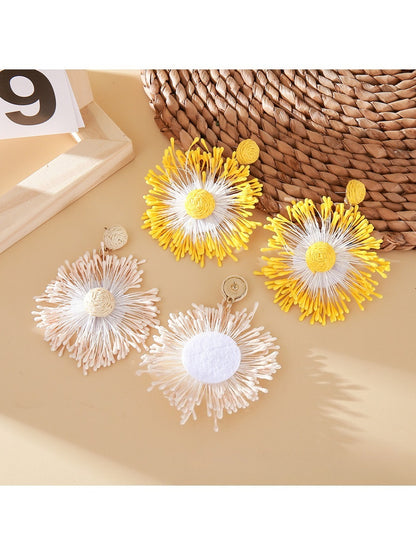 Pair of Sweet Flower Firework Shaped Earrings displayed on white background