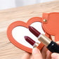 Mirroray - Heart Shaped PU Leather Keychain Compact Mirror
