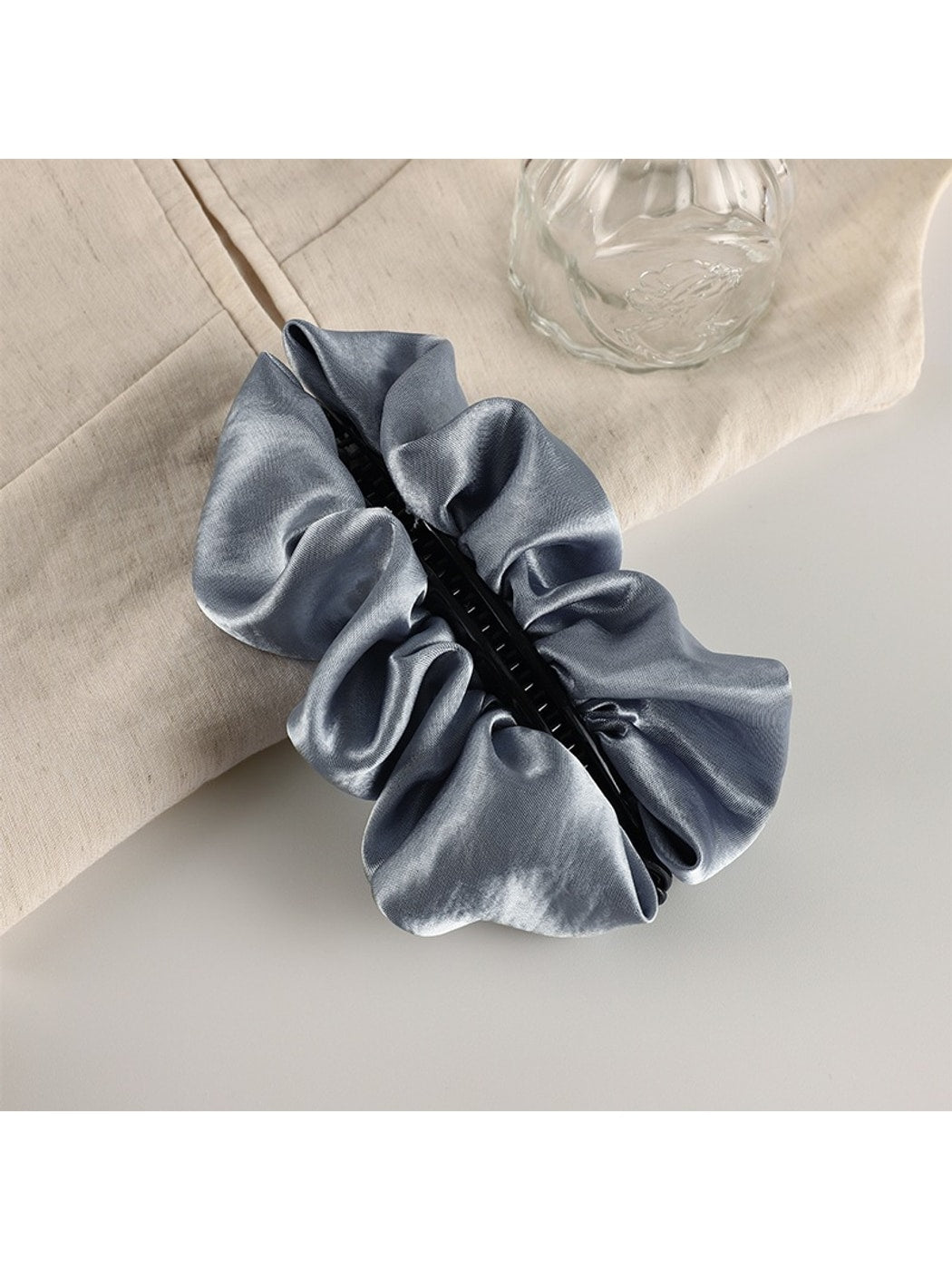 Beau - Ruched Satin Look Cloud Shape Banana Clip