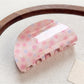 Beau Sweet Pink Floral Print Hair Claw Clip shown from top angle