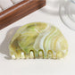 Beau - Half Round Marble Print Plastic Claw Clip