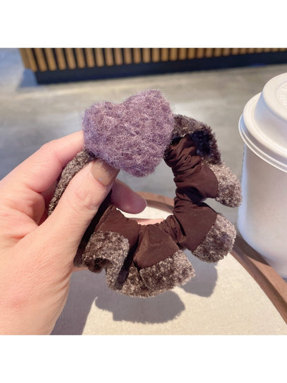 Gifty - Color Block Heart-pattern Scrunchie