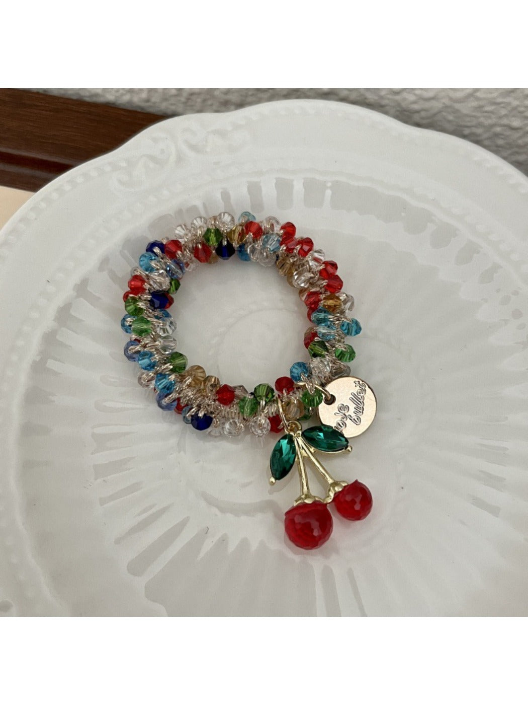 Gifty - Cherry Hair Tie Bracelet Two Way Ponytail Holder