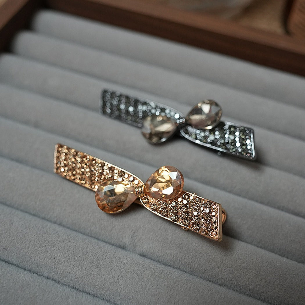 Beau - Bow Teardrop-Accent Spring Hair Clip