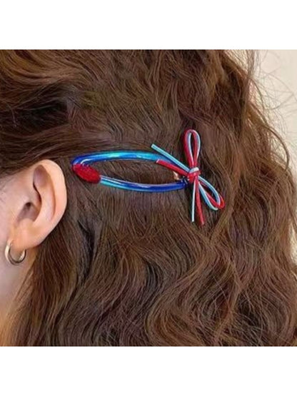 Beau - Color-Blocked Red and Blue Hair Clip