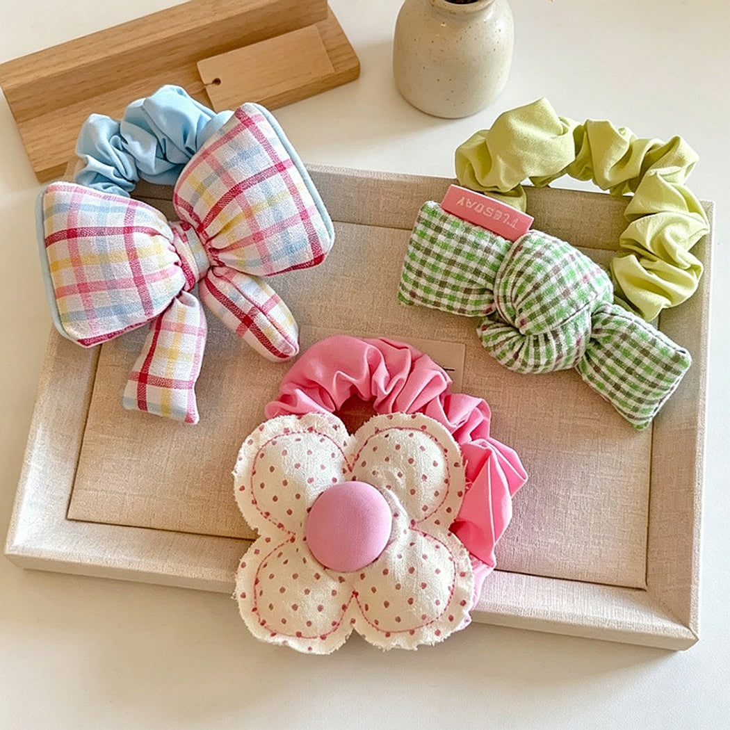 Gifty - Plaid Bow Detail Elastic Scrunchie