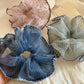 Gifty - Plaid Mesh Ruffle Edge Polyester Scrunchie