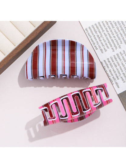 Beau - Blue Brown Stripes Claw Clip
