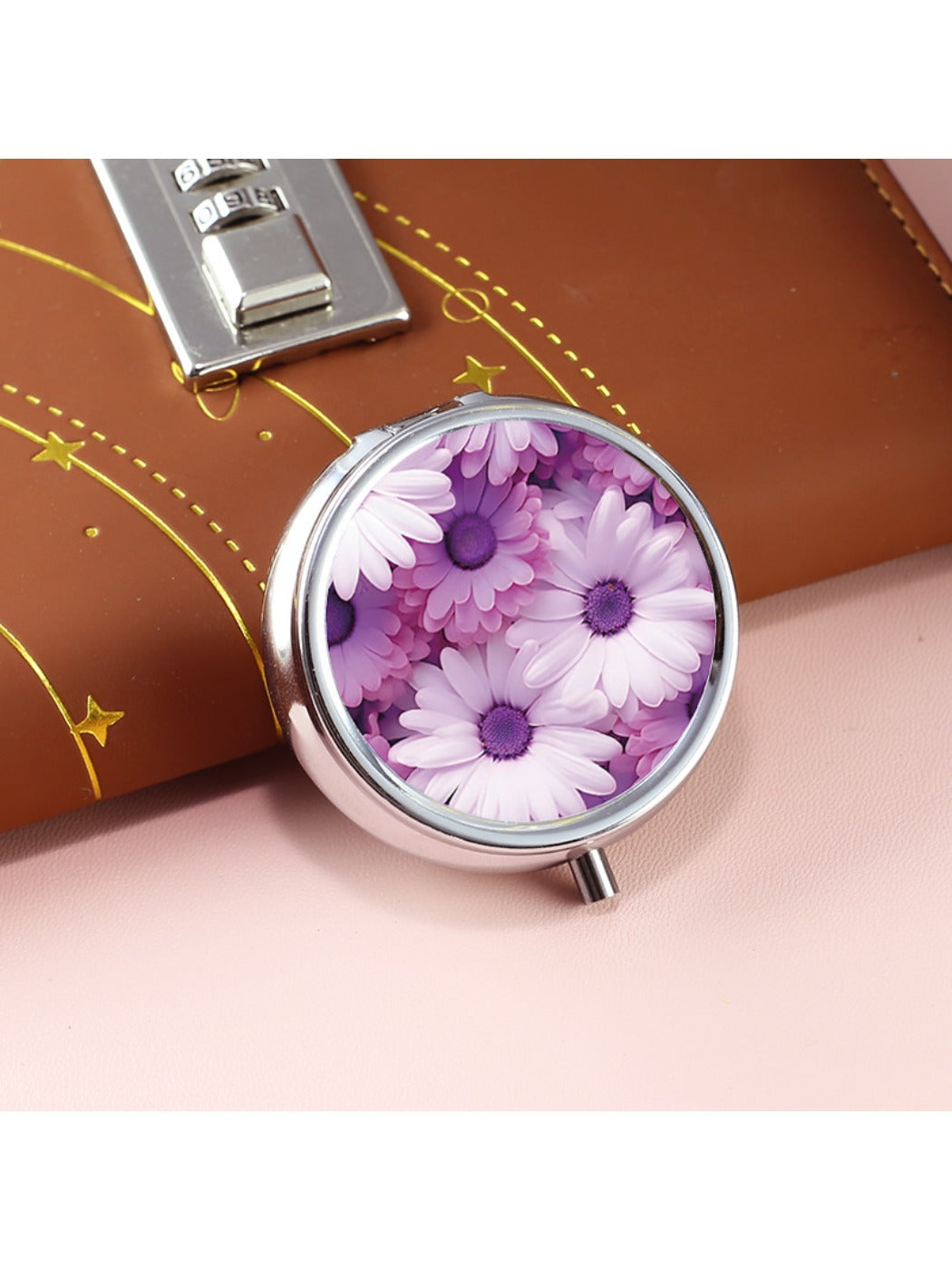 Mirroray - Floral Pattern Three Compartment Portable Mirror