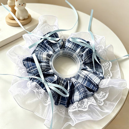 Gifty - Plaid Lace Bow Polyester Scrunchie