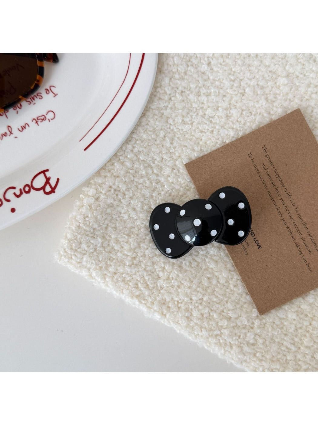 Beau - Retro Polka Dot Bow Duckbill Hair Clip