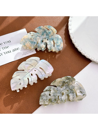 Beau - Leaf Shaped Hair Clip Large Acetate Hair Claw