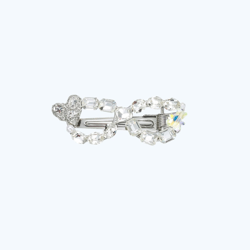 Beau - Cute Oval Sparkle Heart Accent Hair Clip