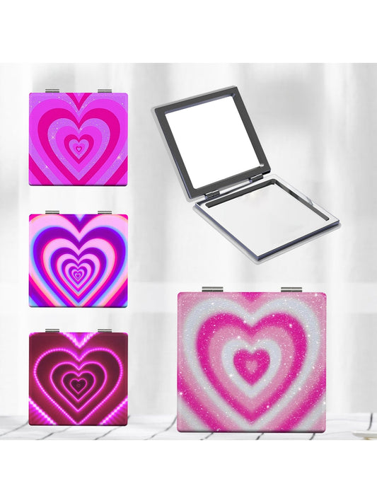 Mirroray - Heart Print Folding Compact Mirror