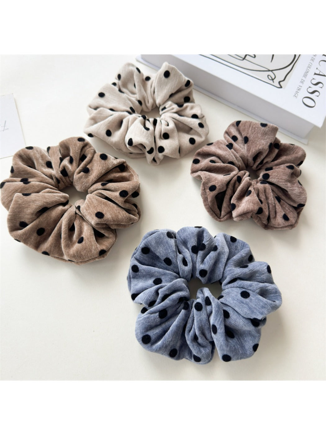 Gifty - Velvet Polka Dot Large Hair Scrunchie