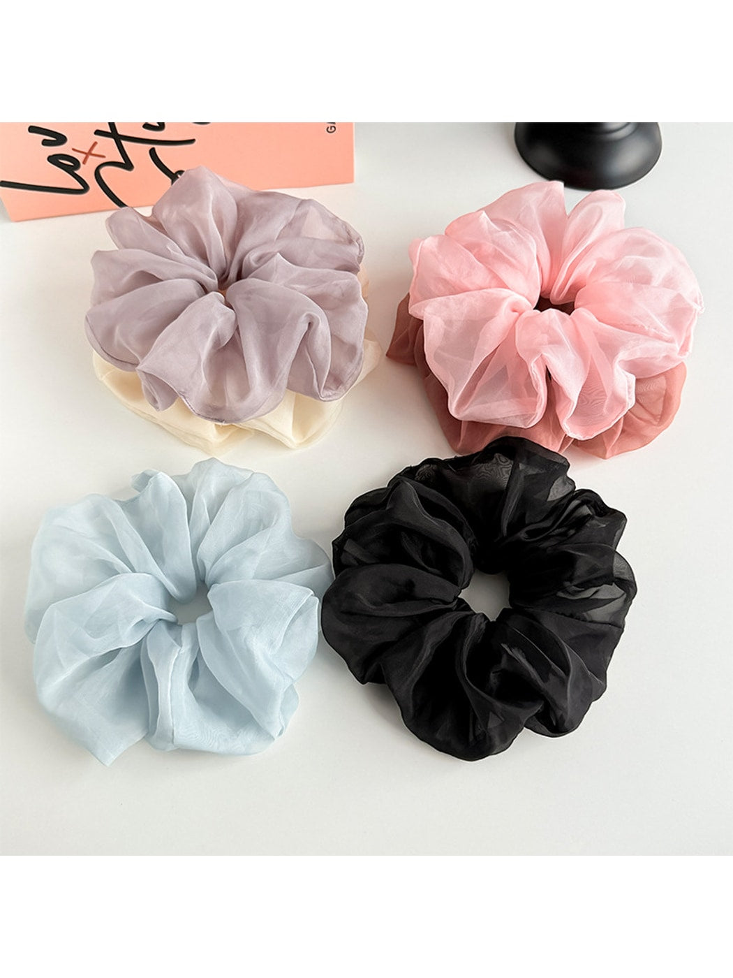 Gifty - Fluffy Sheer Fabric Mesh Look Scrunchie