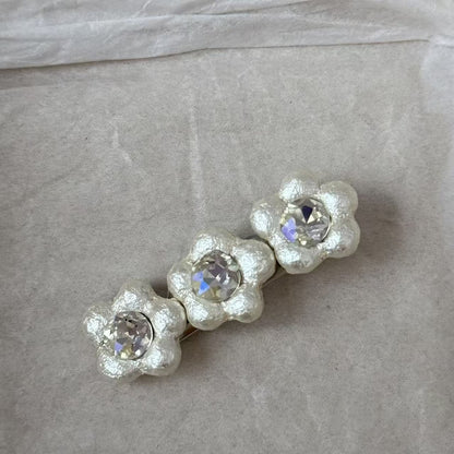 Beau - Polka Dot Flower Detail Alloy Hair Clip