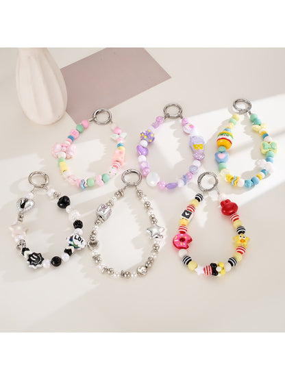 Keypus - Cartoon Acrylic Bow Star Beaded Phone Charm