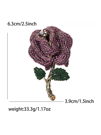 Brovia - Two Tone Rose Flower Alloy Brooch Pin