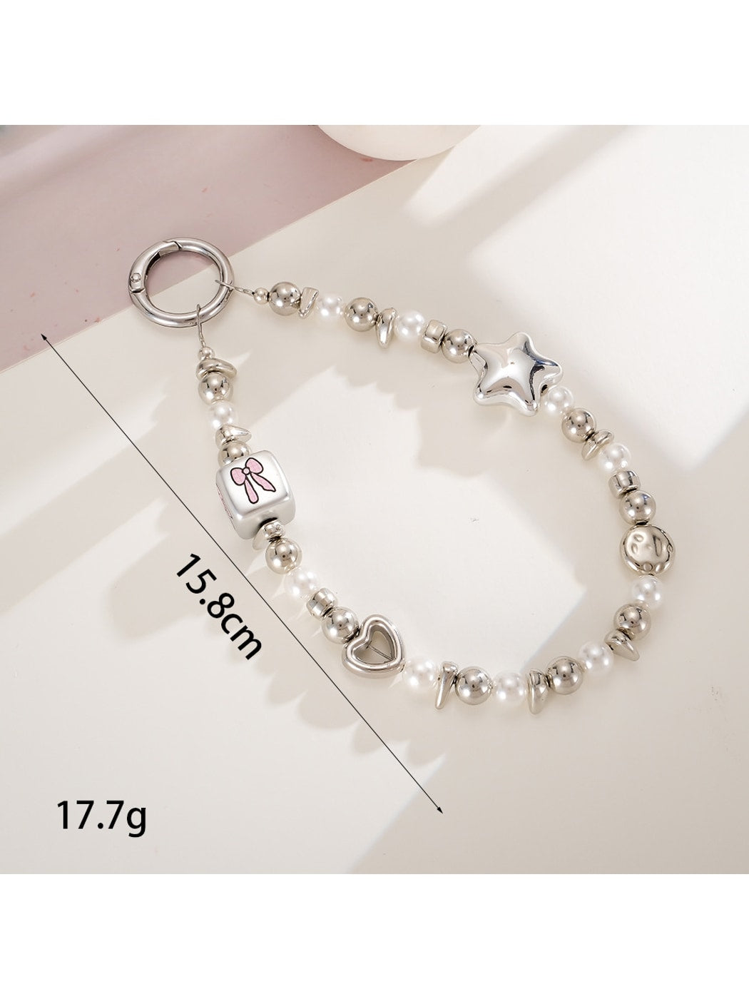 Keypus - Cartoon Acrylic Bow Star Beaded Phone Charm