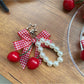 Keypus - Cherry Bow Bag Charm Keychain with Lace Detail