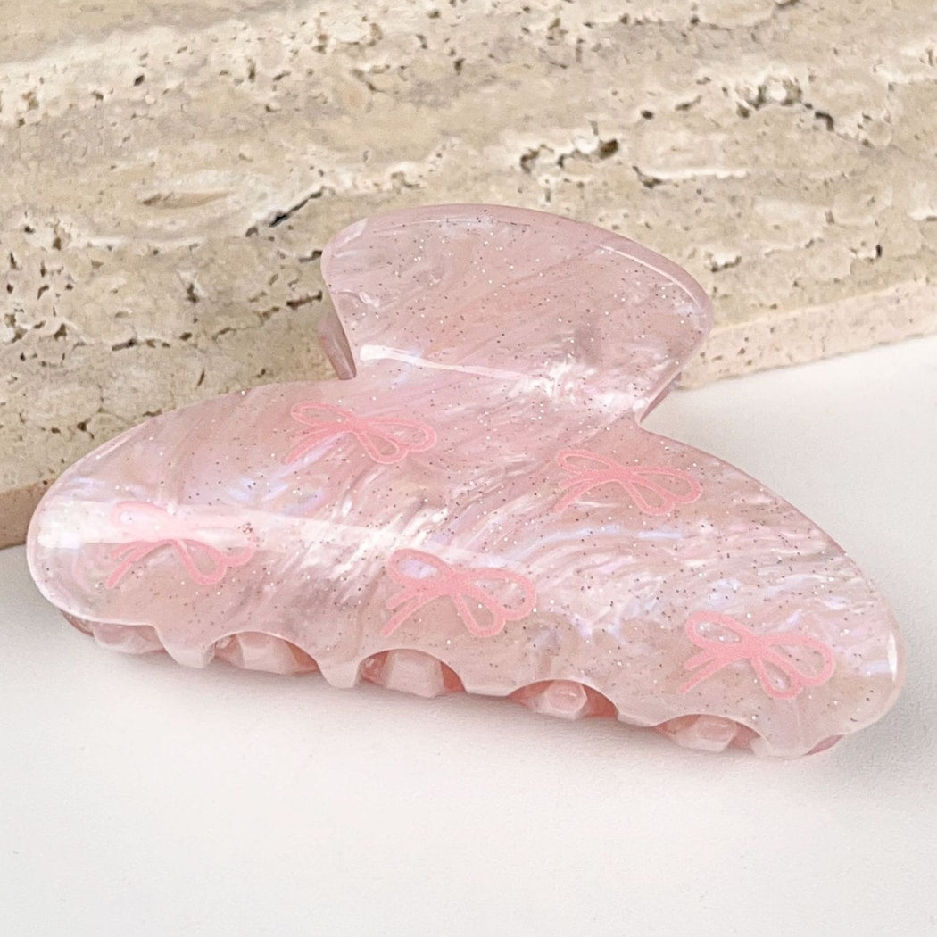 Beau - Marbled Bow Motif Sweet Style Claw Clip