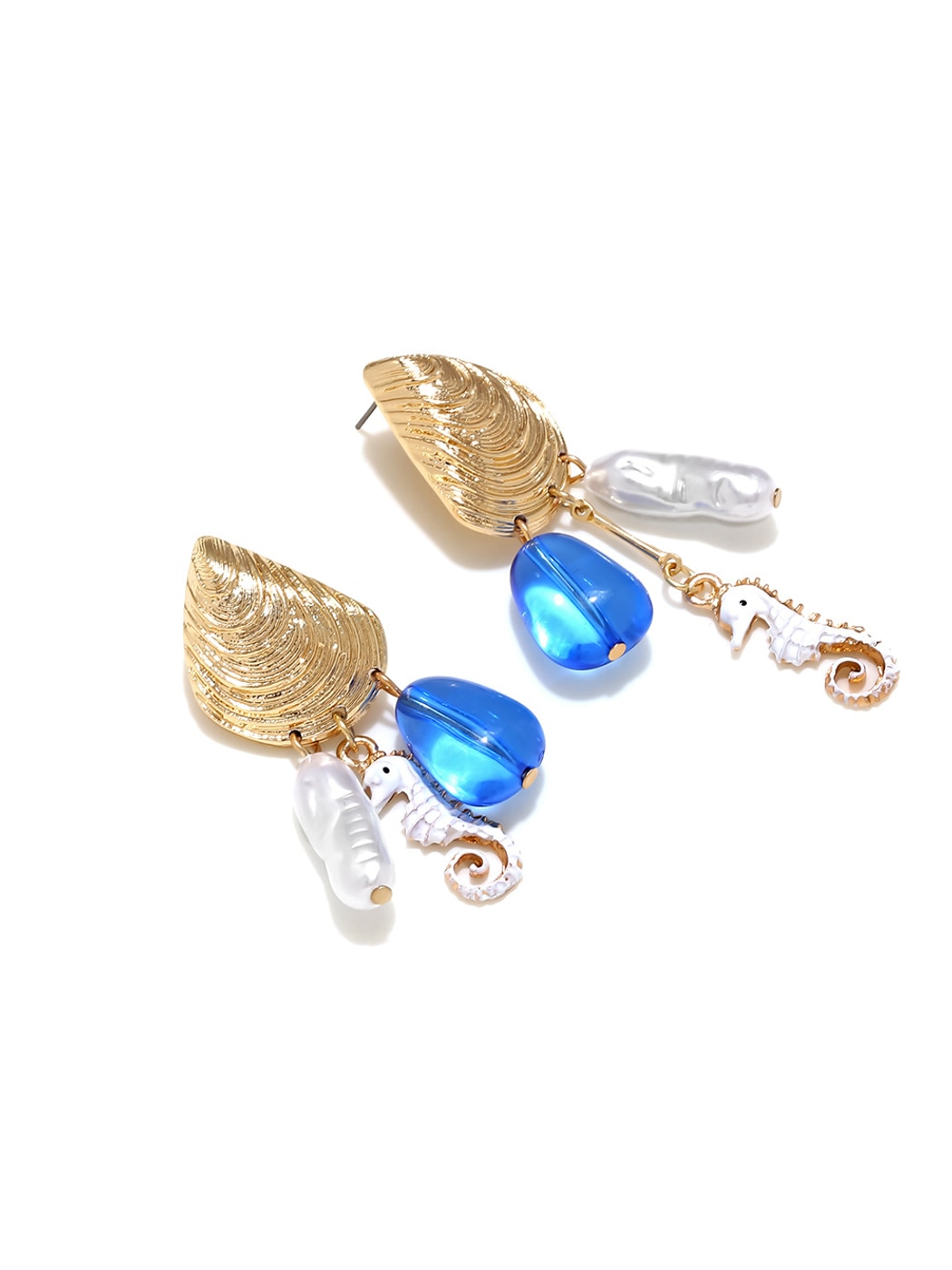 Earedge - Baroque Style Ocean Motif Dangle Earrings
