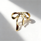 Brovia - Gold Tone Bow Accent Alloy Brooch Pin