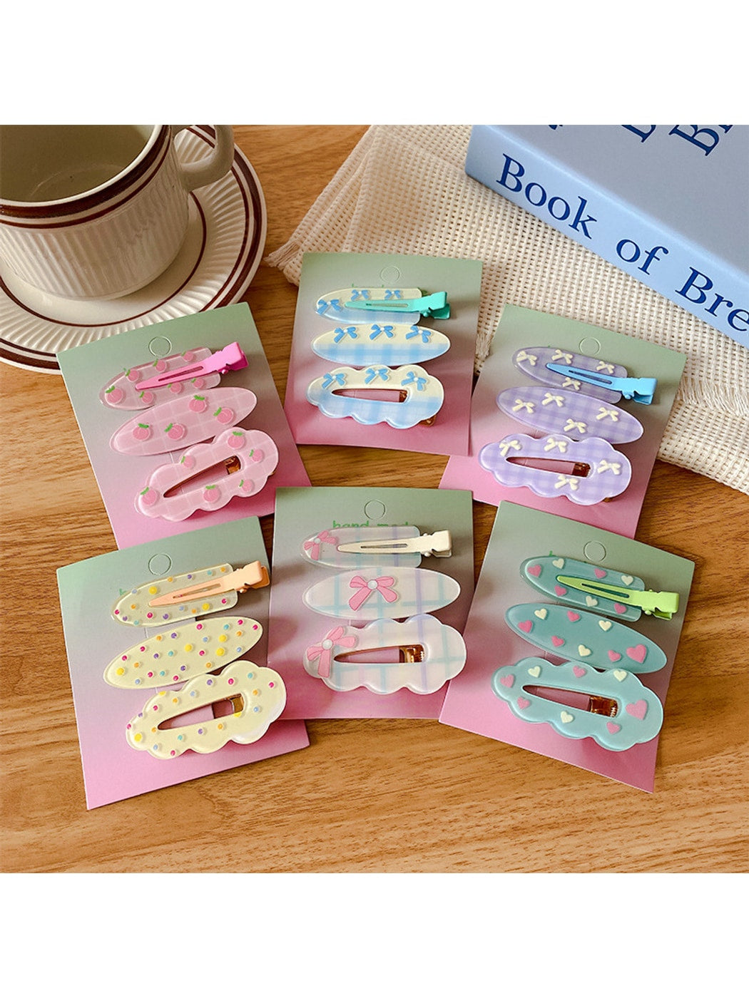 Beau - Bow and Polka Dot Duckbill Hair Clip Set