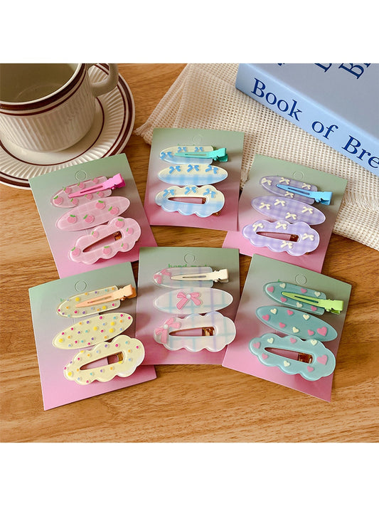 Beau - Bow and Polka Dot Duckbill Hair Clip Set