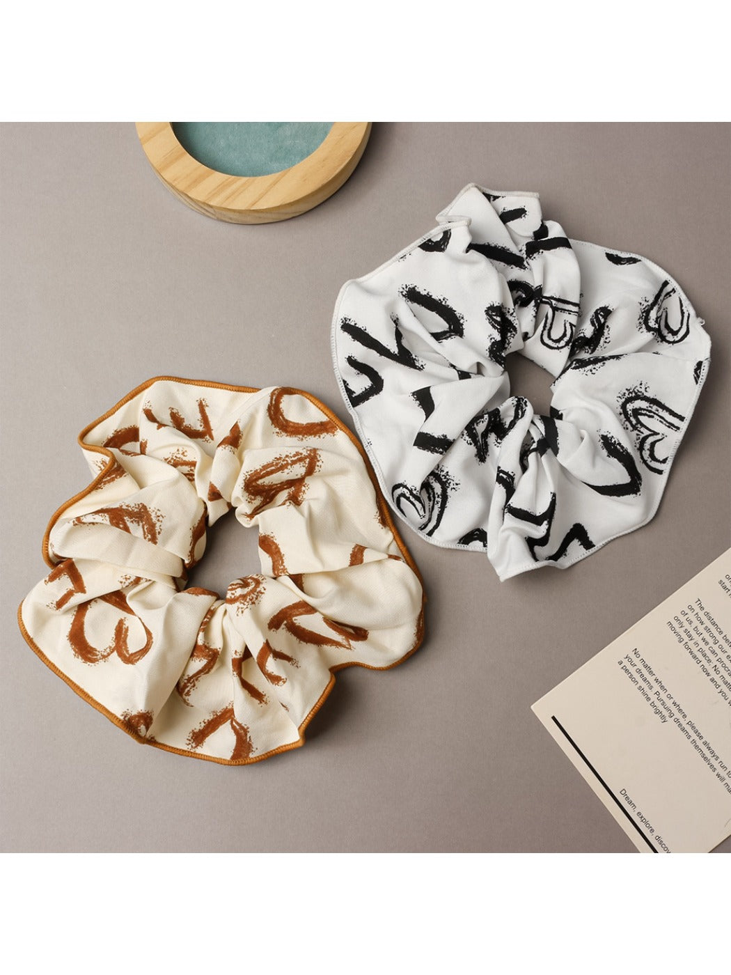 Gifty - Letter Print Satin Scrunchie