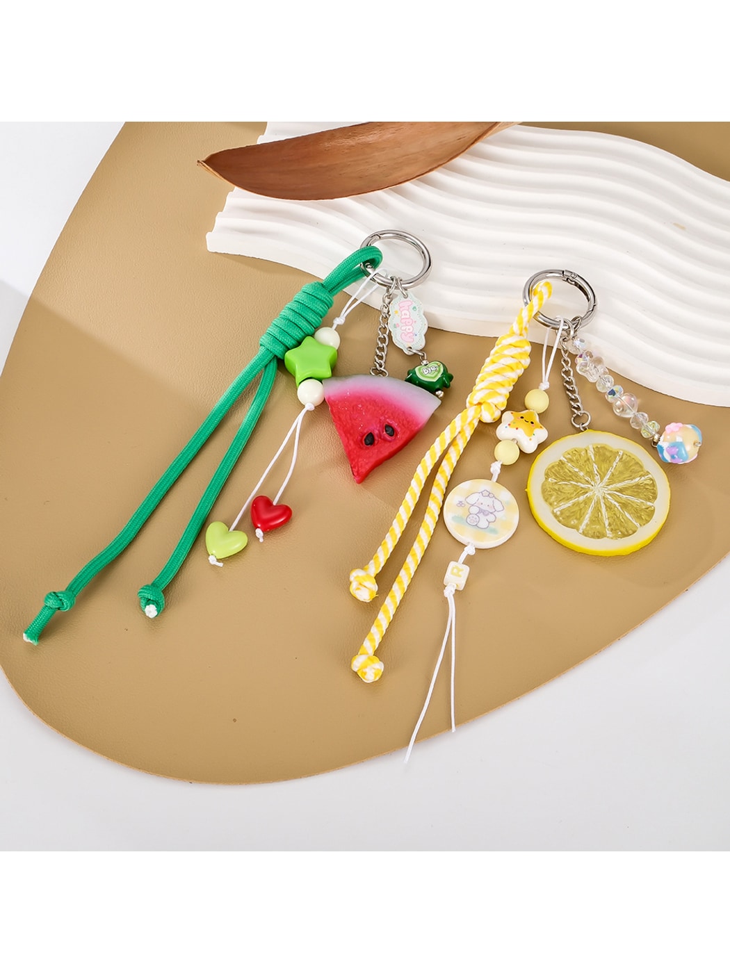Keypus - Lemon Slice Acrylic Braided Cord Keychain