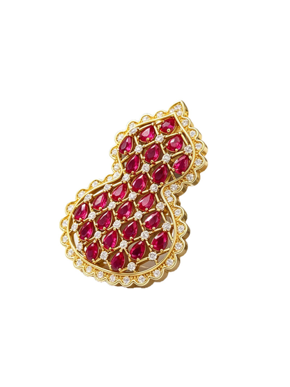 Brovia - Vintage Gourd Shape Openwork Brooch