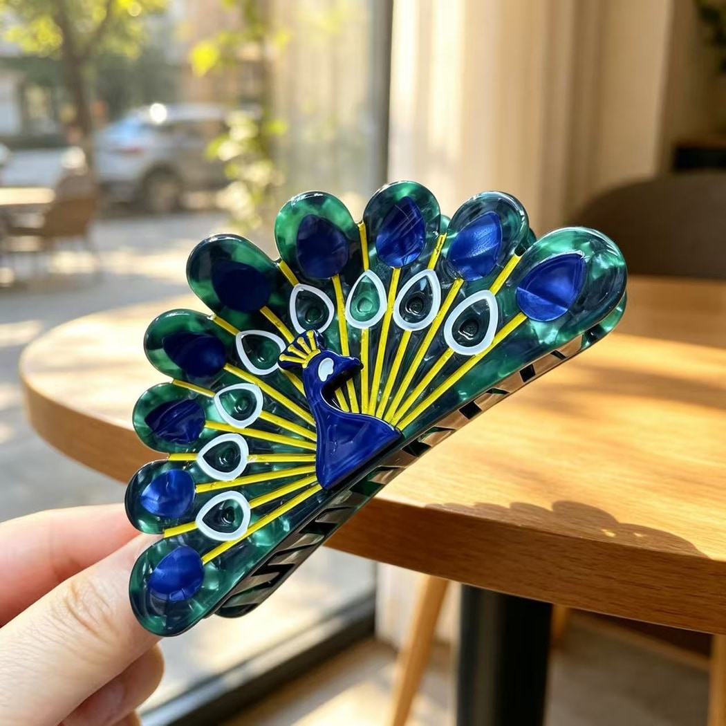 Beau - Decorative Peacock Style Acetate Claw Clip