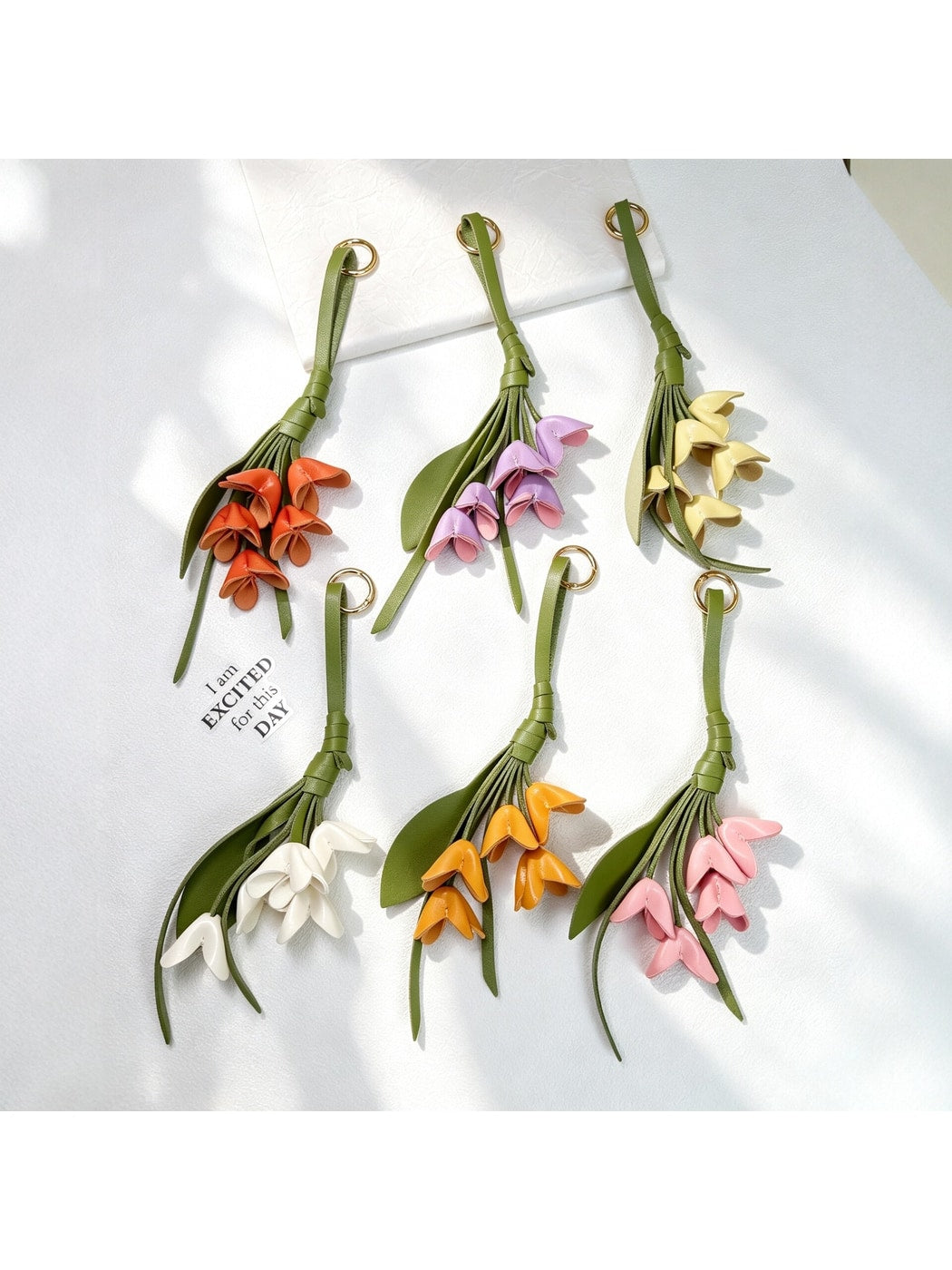 Keypus - Faux Leather Floral Bouquet Bag Charm Keychain
