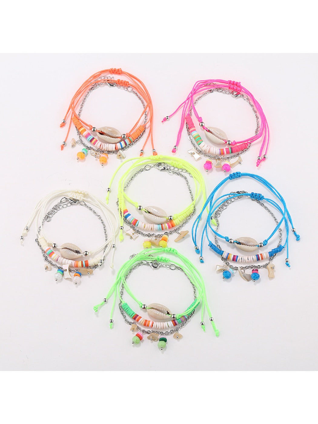 Lovra Earedge Ocean Style multi-row bracelet with blue and silver beads on a white background