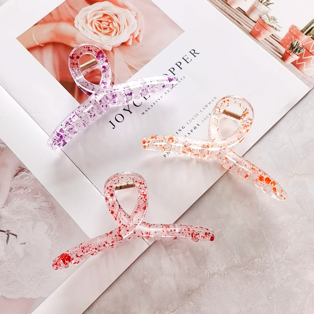 Beau - Polka Dot Plastic Ribbon Shape Claw Clip