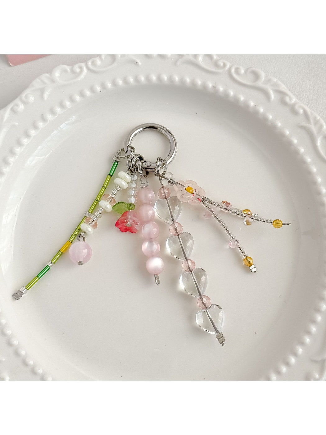 Keypus - Lily of the Valley Beaded Tassel Bag Charm Keychain