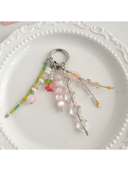 Keypus - Lily of the Valley Beaded Tassel Bag Charm Keychain