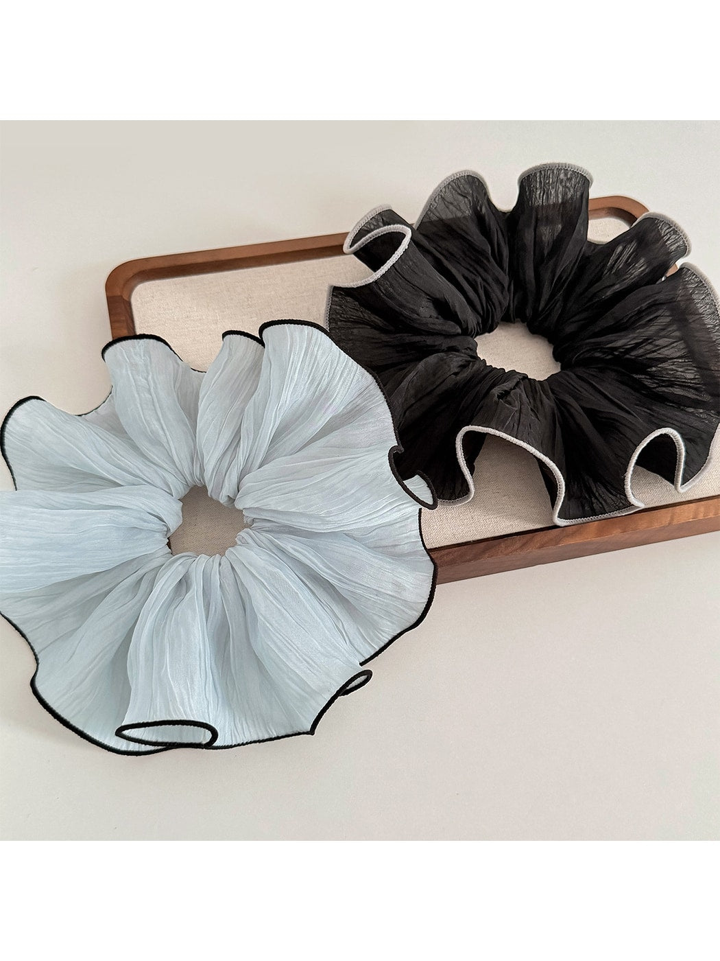Gifty - Pleated Ruffle Edge Chiffon Scrunchie