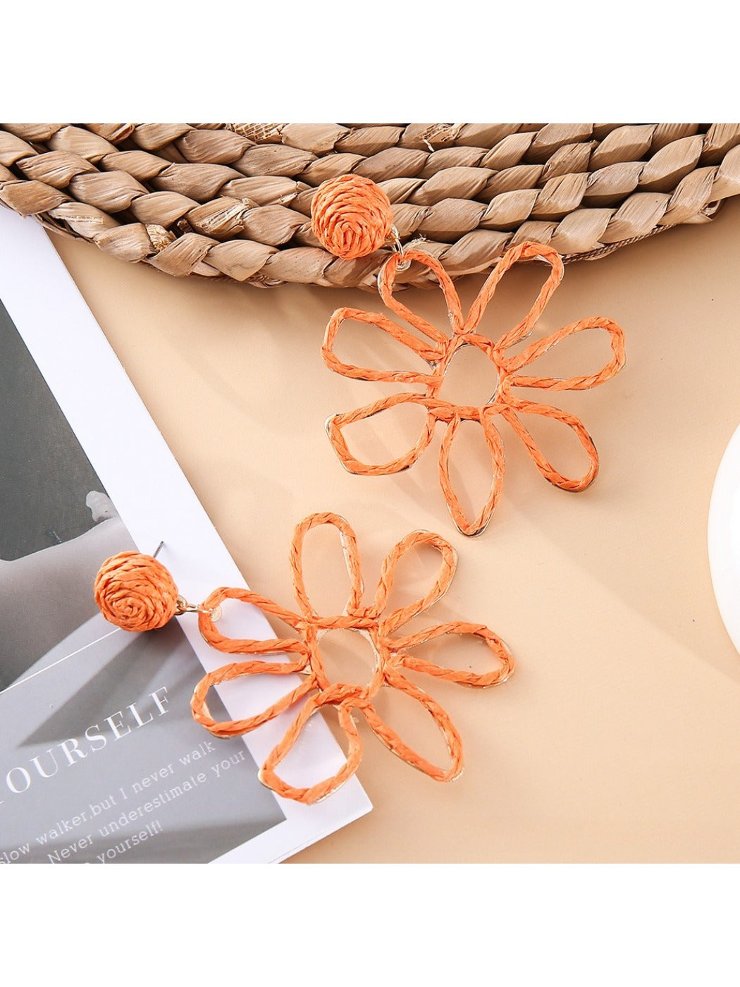 Detailed shot of the openwork floral pattern on Earedge drop earring