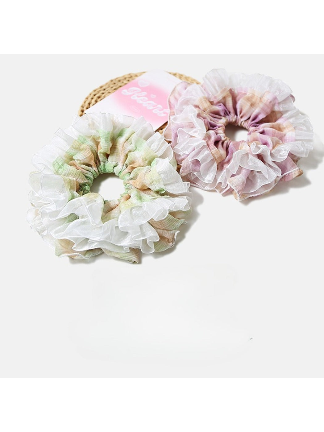 Gifty - Elegant Mesh Edge Double Layer Scrunchies
