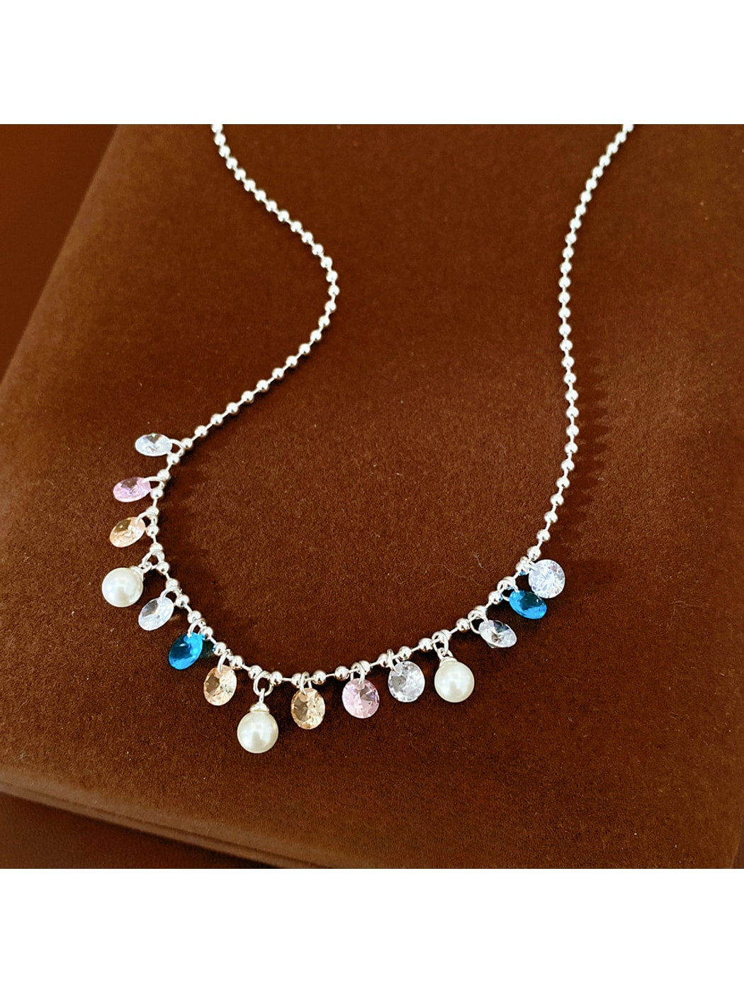 Nozari - Round Bead Synthetic Zirconia Accent Alloy Necklace