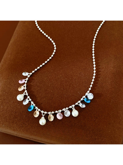 Nozari - Round Bead Synthetic Zirconia Accent Alloy Necklace